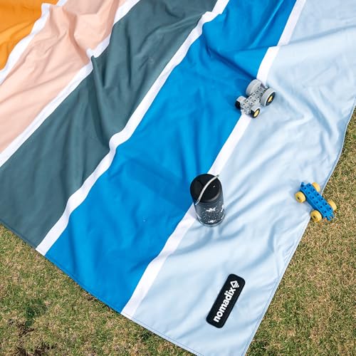 Nomadix Festival Blanket - Perfect for Picnics, Camping, & Lawn Seating - Plush Top & Water Resistant Base - Made with Post Consumer Recycled Materials - Stripes Retro - 60x72 in - color: Stripes Retro