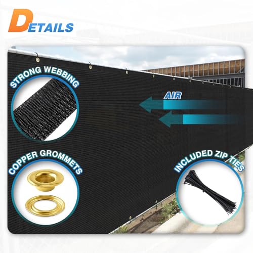 TANG 4' x 30' Privacy Fence Screen Black Shade Cloth with Grommets, Chain Link Fence Panels Outdoor Mesh Fabric Fencing, Balcony Windscreen Cover,Temporary Garden Fencing for Yard Deck Pool - color: Black, size: 0 4' x 30'