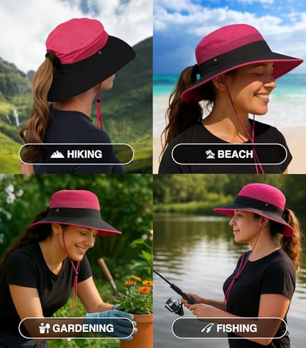 GearTOP Safari Hat for Men Sun Hats for Women UV Protection UPF 50+ Fishing, Gardening, Hiking Hat (22-23 1/2") - color: Pink Standard