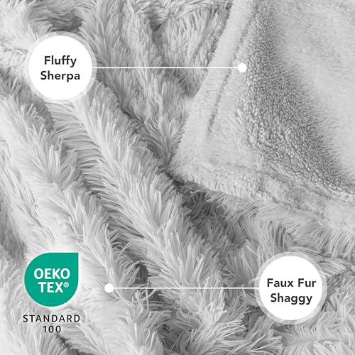 PetAmi Waterproof Dog Blanket for Couch, Queen Bed & Furniture,Reversible Sherpa & Faux Fur Pet Blanket, Leakproof Blanket for Large Dog Cat, Washable Soft Calming Protector Throw (90x90, Light Gray) - color: Light Grey, size: Queen (90x90)