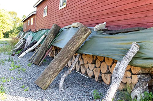 Reversible Heavy Duty Poly Tarp for Wood Piles, Firewood Piles, Construction & Ground Covering - Tear & Water Resistant - 6 x 26 Foot Indoor/Outdoor Tarp, Green and Brown - size: 6' x 26'