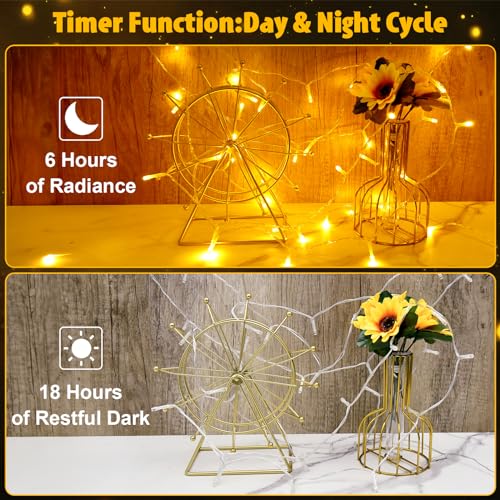 cshare String Lights Outdoor Waterproof 9.8ft 30 LED, Warm White Fairy Lights Battery Operated with Timer Clear Wire for Indoor & Outdoor Decorations Garland Party Garden - color: Warm White