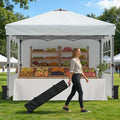 Raynesys Pop Up Canopy Tent with Sidewalls, 10x10ft 10 Person Party Tent One Push Setup, Portable Gazebo Outdoor Sun Shade for Events, Parties, Camping, Commercial, Silver Coated Top, White - color: White