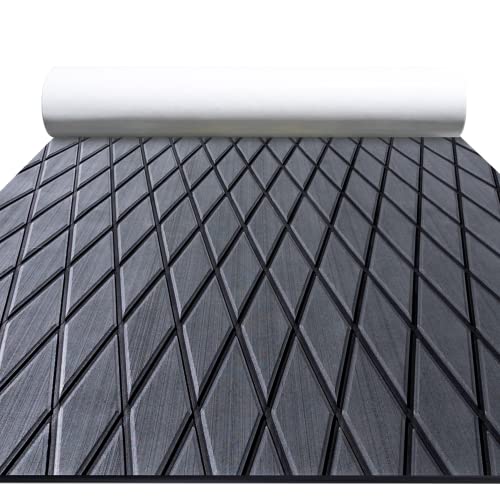 FOCEAN Boat Flooring EVA Foam Boat Decking Marine Mat Non-Slip Self-Adhesive Flooring Sheet for Motorboat Jon Boats Bass Boat Kayak RV Floor, 94.5''x 47.2'', Dark Grey with Black Lines - color: Dark Grey With Black Seam Lines, size: 94.5"L x 47.2"W x 0.2"