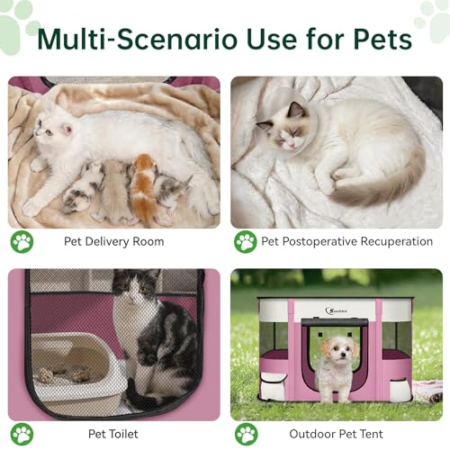 Dog Playpen,Cat Pet Puppy Pen,Portable Playpens for Dogs Indoor Outdoor Travel Camping Use,Foldable Dog Kennel Tent Crate for Rabbit Small Animals with Carrying Case (Pink, Small) - color: Pink, size: Small