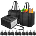 Insulated Grocery Bags with Zippered top Frozen Food Shopping Groceries Travel Insulated Tote Cooler Thermal Bags - color: Black