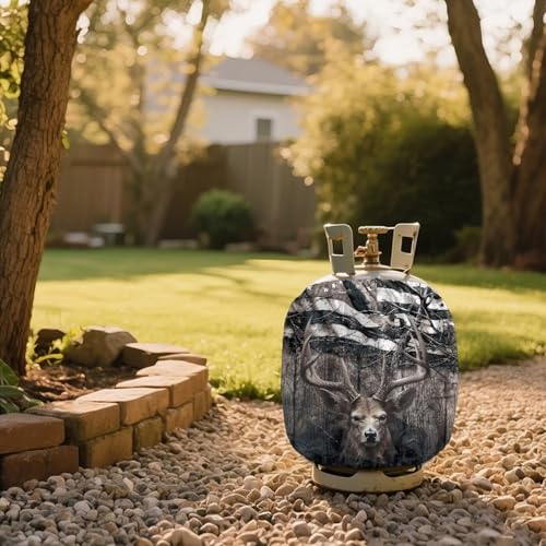American Deer Propane Tank Covers 20lb Retro Outdoor Heavy Duty Waterproof Windproof Gas Tank Cylinder Cover with Elastic Brand, Dress up Your Gas Grill, Fits Standard 20lb Cylinder - color: American Deer Retro