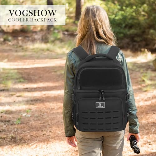 VS VOGSHOW Insulated Double Deck Cooler Backpack for Men Women, 36 Cans Large Leakproof Cooler Bag for Camping, Hiking, Picnic, Fishing, Beach, Travel - color: Black
