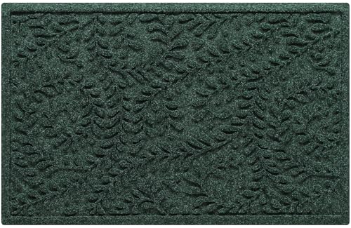 WaterHog Boxwood Front Door Mat Indoor Outdoor Entrance, Absorbent All-Weather Doormat with Non-Slip Rubber Backing, Dirt & Moisture Trapper, Low Profile & Easy Clean, Made in USA, 23"x36" Evergreen - color: Evergreen, size: Medium 23"x36" (2'x3')
