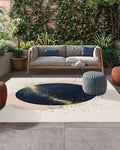 Outdoor Rug 6x9ft, Abstract Navy Blue Geometric Pattern Indoor Area Rug for Patio Backyard Deck Large Floor Mat, Modern Boho Nordic Style Non-Slip Outside Carpet Balcony Porch Camping Rugs Picnic Mat - size: 6' x 9' (Rectangular)