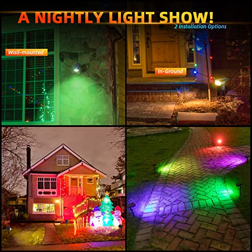 Solar Outdoor Lights,40 LEDs Color Changing RGB Solar Landscape Path Lights,USB & Solar Powered Multicoloured Spotlights,14 Colors Auto Cycling Spotlights for Yard,Garden,2 Pack - color: Multicolor, size: 2 Pack