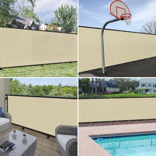 Windscreen4less 4' x 2' Privacy Fence Screen Heavy Duty Windscreen Fencing Mesh Fabric Shade Net Cover with Brass Grommtes for Outdoor Wall Garden Yard Pool Deck Beige - color: Beige, size: 4' x 2'