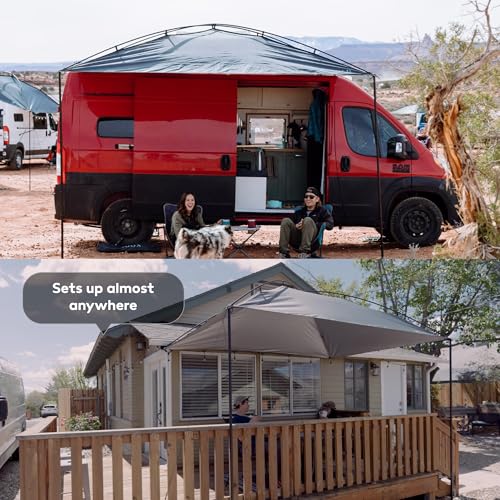 MoonShade Portable Vehicle Awning, Extra Large 12' x 9' Lightweight Canopy for Trucks, SUVs, Vans, Campers & Outdoor Adventures (Shadow Blue XL) - color: Shadow Blue XL