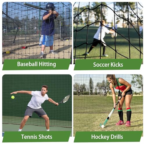 BaseGoal Baseball & Softball Backstop Nets, Heavy Duty Sports Practice Nets, Sports Netting Barrier,DIY Ball Net,Hitting Net for Baseball, Hockey, Soccer, LAX and More - size: 10x30ft
