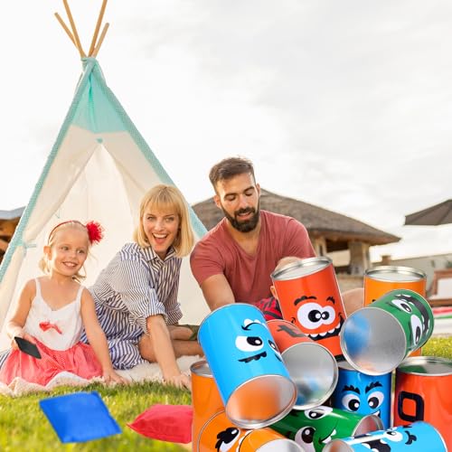 Hungdao 3 Sets Carnival Games Combo Set, Dart Board with Balls Plastic Cones Ring Bean Bags Toss Game for Boys Girls Adults Family Birthday Yard Indoor Outdoor - style: Fun Style