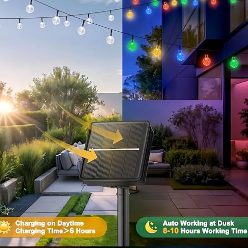 Solar String Lights Outdoor 2 Pack, 39FT 100 LED Globe Lights Outdoor, 8 Modes Waterproof Solar Patio Lights, Garden String Lights for Outside Gazebo Yard Backyard Decor (Multicolor) - color: Multicolor