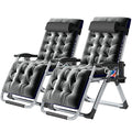 NAIZEA Padded Zero Gravity Chair, Folding Outdoor Lounge Chairs, Adjustable Reclining Camping Chairs with Cup Holder, Ergonomic Patio Lawn Chair for Balcony Beach Deck Yard - color: Ash Gray, style: Zero Gravity Chair 2 Pack