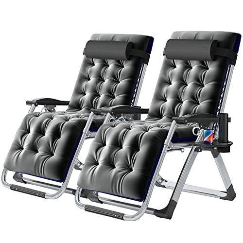 NAIZEA Padded Zero Gravity Chair, Folding Outdoor Lounge Chairs, Adjustable Reclining Camping Chairs with Cup Holder, Ergonomic Patio Lawn Chair for Balcony Beach Deck Yard - color: Ash Gray, style: Zero Gravity Chair 2 Pack