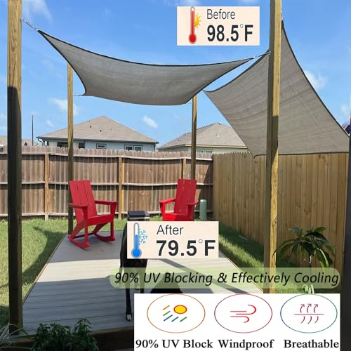 Junflying 90% Shade Cloth 8x20 FT, UV-Resistant, Breathable Sun Shades Fabric with D-Rings, Permeable Sunshade for Patio, Pergola, Backyard, Deck, Garden. Gray - size: 8x20ft