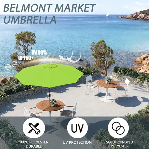 9FT Large Outdoor Patio Umbrella Pool Market Umbrella-UV Resistant, Easy Push Button Tilt and Crank, 8 Sturdy Ribs Heavy-Duty Table Umbrella for Deck, Backyard, Garden (Lime) - color: Lime, size: 9 FT