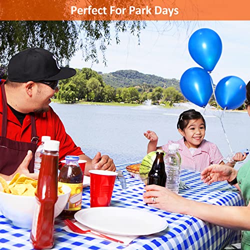 8ft Picnic Table and Bench Cover, Camping Essentials RV Gear, 96 in Waterproof Windproof Outdoor Elastic All Around Tablecloth, Fitted Rectangle Tables and Seats, Blue-White Checkered - color: Blue-white Checkered, size: 96"