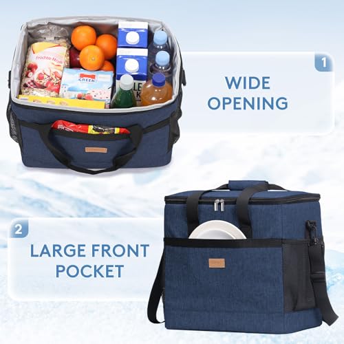 Lifewit Cooler Bag 30/50/60 Cans Collapsible and Insulated Large Lunch Bag Leakproof Soft Cooler Portable Tote for Camping/BBQ/Family Outdoor Activities - color: Dark Blue, size: 60-Can(40L)