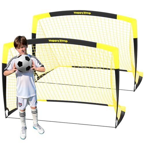 Happy Jump 7x5 FT & 5x3.6 FT Portable Soccer Goal for Youth Players Ages 6–14, Large-Frame Design Built for Long-Term Development, Easy Setup for Backyard, Park or School Training - style: 5x3.6 FT, 2 Set