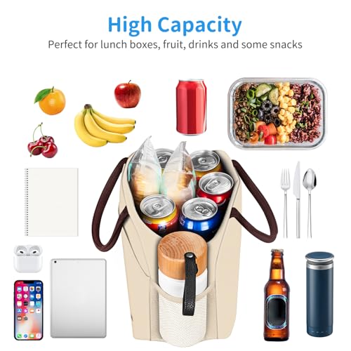 DALINDA Lunch Bag Lunch Box for Women Men Reusable Insulated Lunch Bags for Adults,Water-Resistant Cute Cooler Lunch Tote Bag, Large Capacity for Work Travel Picnic,Beige - color: Beige, size: Oxford cloth