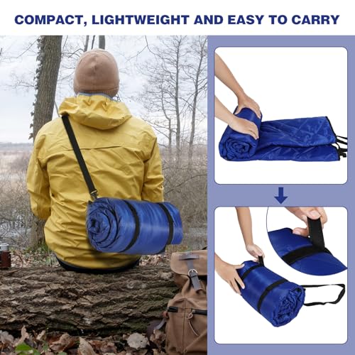REDCAMP Large Warm Camping Blanket with Sherpa Lining, Cold Weather Outdoor Windproof Blanket for Camping Stadium, Machine Washable 59"x 79" Blue - color: 59"x 79" Blue
