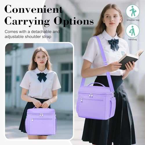 DALINDA Insulated Lunch Bag Lunch Box for Women Men,Leak-Proof Cooler Bag Lunchbox Lightweight for Work Picnic,Study,Beach,Camping,Travel - color: Purple, size: 7L Medium · Compact Size