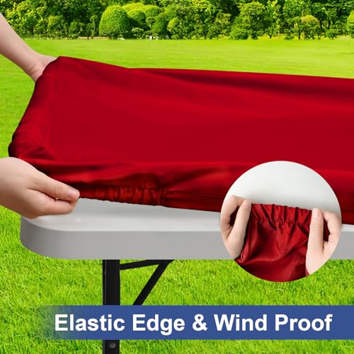 homing Rectangle Table Cloth Cover, Waterproof Polyester Elastic Fitted Tablecloth, Washable Table Protector for Picnic, Camping, Outdoor (Red, 24" x 36") - color: Red, size: 36" x 24" (Rectangular)