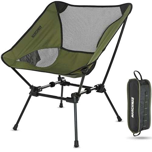 MARCHWAY Ultralight Folding Camping Chair, Heavy Duty Portable Compact for Outdoor Camp, Travel, Beach, Picnic, Festival, Hiking, Lightweight Backpacking (Green) - color: Green