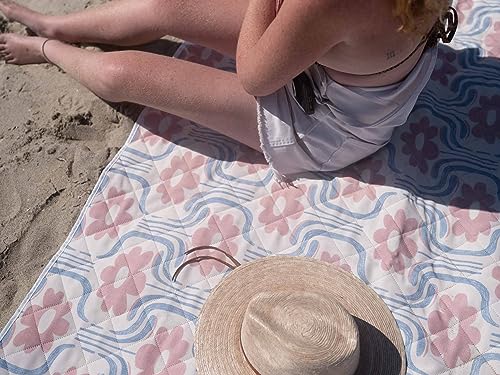 Shwally The Picnic Mat - Indoor/Outdoor Rug with Hand-Drawn Designs - Machine Washable, Water Resistant, Durable & Wipeable Material - Foldable & Easy to Carry - Large (Dakota Sky) - style: Dakota Sky