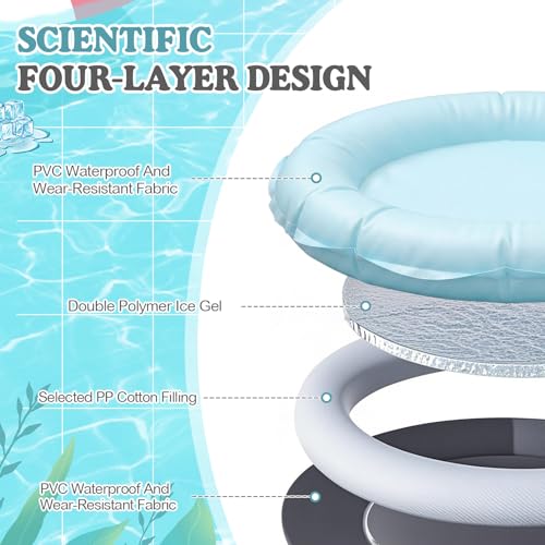 Drydiet Pet Cooling Mat for Cats and Small Dogs, 20.1'' x 20.1'' Thickened Round Blue Pad Anti-Grab Internal Gel Without Water Filling, Lightweight, Washable, Playmat for Indoor/Outdoor - color: Light Blue, size: 20.1'' X 20.1''