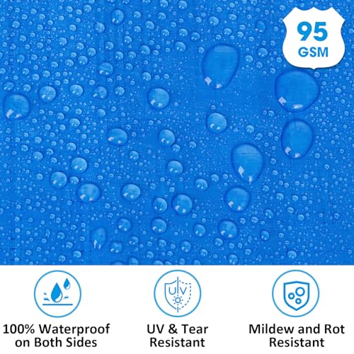 Double-Sided Waterproof Poly Tarp 14x30 Feet 5mil Thick Polyethylene Tarps, Perfect for Outdoor Use, Plastic Cover & Mat for Tent Camping Storage Boat Bikes Vehicles - color: Blue-5 Mil, size: 14' x 30' 1psc