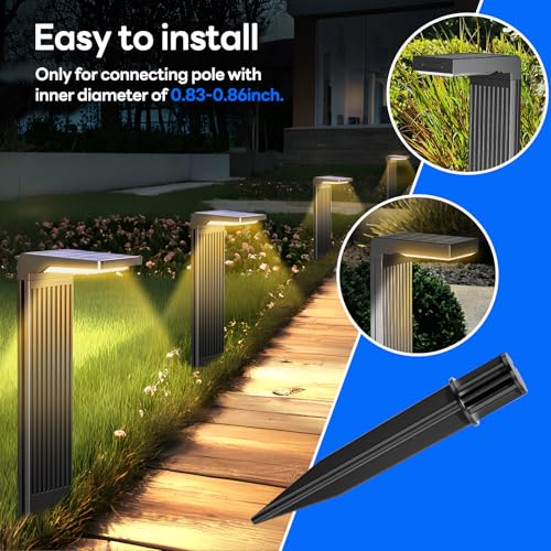 8 Pack Reinforced Ground Stakes, 0.83" x 8.27" Solar Lights Spikes, ABS Plastic Replacement Nails for Solar Pathway Lights Spot Lights Torch Lights Garden Lights - size: 0.83inch diameter