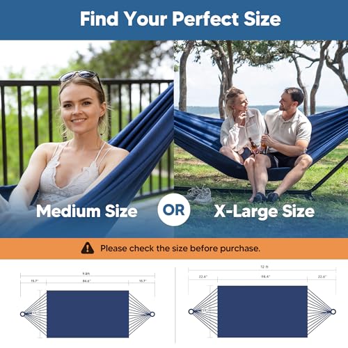 SUNCREAT Hammocks for Outside, Portable Camping Tree Hammock, Hammock Replacement for Stand, Navy - color: Navy, size: X-Large