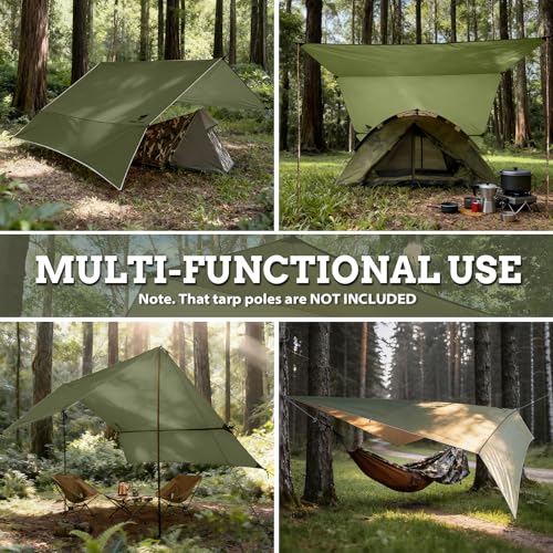 GEERTOP Waterproof Hammock Tarp Ultralight Backpacking Shelter with Detachable Side Wall - Outdoor Camping Survival Sun Shade Awning