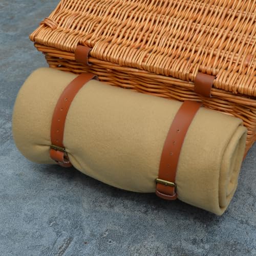 Personalized Picnic at Ascot Dorset English-Style Willow Picnic Basket with Service for 4 - Designed, Assembled & Quality Approved in The USA