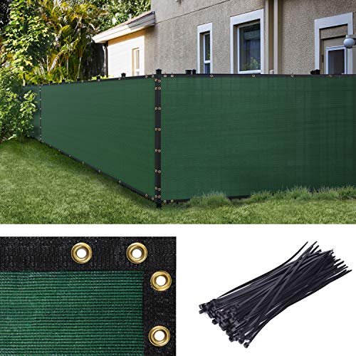 Amgo 4' x 10' Green Fence Privacy Screen, Commercial Standard Heavy Duty Windscreen with Bindings & Grommets, 90% Blockage, Cable Zip Ties Included (We Make Custom Size) - color: Green, size: 0 4' x 1 0'