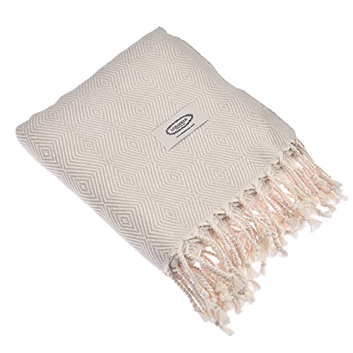 Personalized Embroidered Beach Towel | Throw Blanket, Easy Carry, Sand Free, Highly Absorbent, Quick Dry, Turkish Towels for Travel Camping Bath Sauna Beach Gym Pool Yoga SPA by Lahammam, Asia, Beige - color: Beige, size: Asia