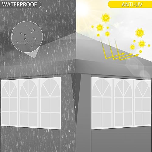 COBIZI Canopy 10x10 Pop Up Canopy Tent with 4 Sidewalls Party Tents for Parties Weddings Backyard Waterproof Canopy Outdoor Commercial Canopy Event Tent with Stakes, Ropes, Silver Gray - color: Gray, size: 10x10 with 4 Sidewalls