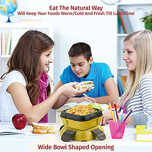 Pinnacle Insulated Leak Proof Lunch Box for Adults and Kids - Thermal Lunch Container With NEW Heat Release Valve 16 oz ~Set of 2~ Green-Yellow - color: Green-yellow