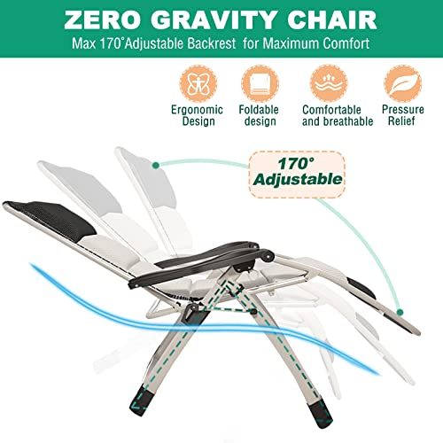 LILYPELLE Zero Gravity Chair, Padded Recliners Premium Lawn Recliner Folding Portable Chaise Lounge with Headrest and Cup Holder, Reclining Patio Lounger Chair - color: Padded Recliner, style: Zero Gravity Chair