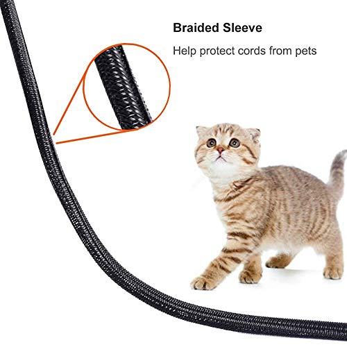 ZhiYo 6.6ft - 1 inch Cable Sleeve, Cord Wrap Wire Protector Tubing for Pets, PC Cable Wrap, Computer Cable Management Sleeve - Black - color: Black, size: 6.6ft, 1''