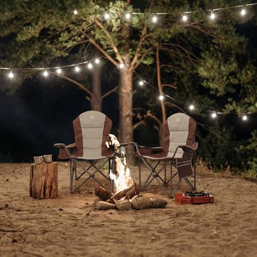 Camping Chairs for Adults,High Back Folding Camp Chair with Cup Holder and Cooler Bag,Heavy Duty Outdoor Lawn Chairs,Perfect for Camping,Hiking,Picnics,and Beach Trips,Moca - color: Moca
