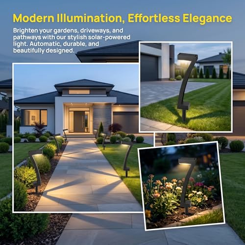 Solar Lawn Lights 7-Shaped Solar Walkway Light Outdoor IP65 Waterproof Dusk to Dawn for Driveway, Lawn, 6 Pack