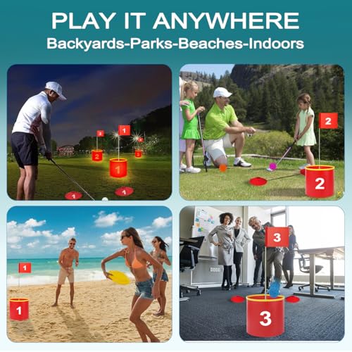 Golf Yard Bucket Games, 6 Holes Golf Practice Game with Flag, Indoor Outdoor Golf Chipping Game for Park, Beach, Backyard, Lawn - size: 5 SET