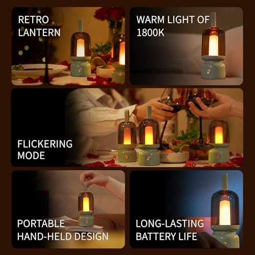 QANYI Retro Lantern,Portable and Rechargeable Lantern with LED Candles Flameless Flickering Lamp,Table Decoration Lights for Home Party Garden Patio Camping Christmas Home Decor - style: Retro