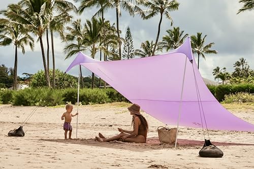 Neso Portable Beach Tent Sun Shelter - Lightweight Beach Shade Canopy - Easy Setup for Family Outings - Patented Reinforced Corners - UPF 50+ Sun Protection - color: Lavender